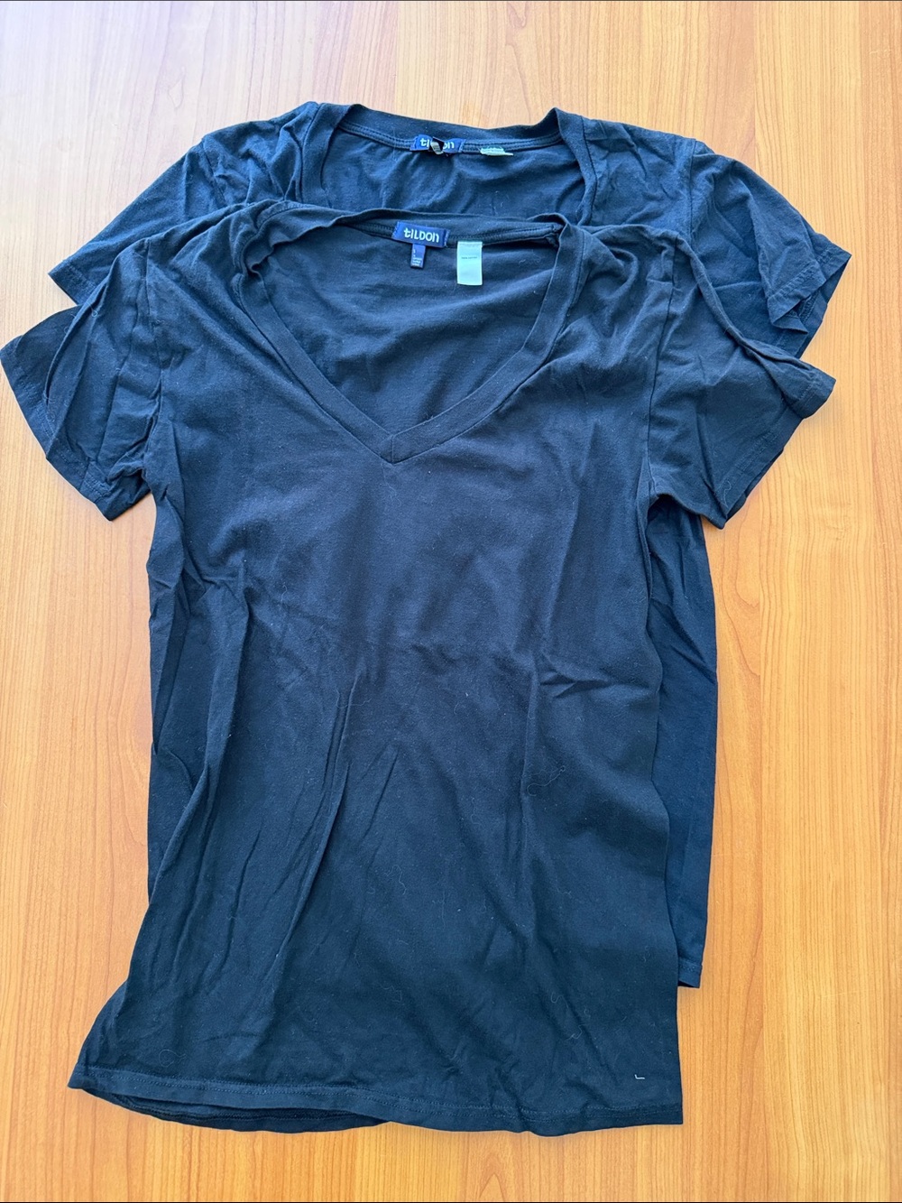 Two Tildon 100% Cotton Black V-Neck T-Shirts